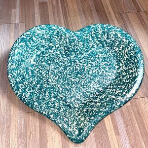Pottery Large 12 Inch Heart Shaped Glazed Pottery Decor California chaparral